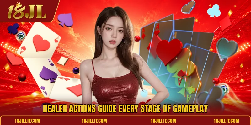 Dealer actions guide every stage of gameplay