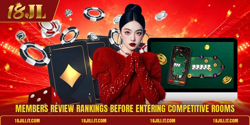 Members review rankings before entering competitive rooms